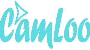 Camloo teal wordmark on a dark background