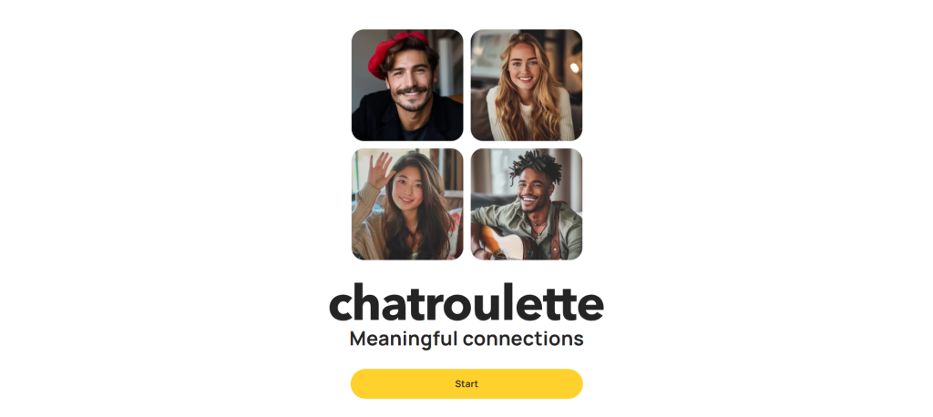 Chatroulette homepage showing random video chat controls